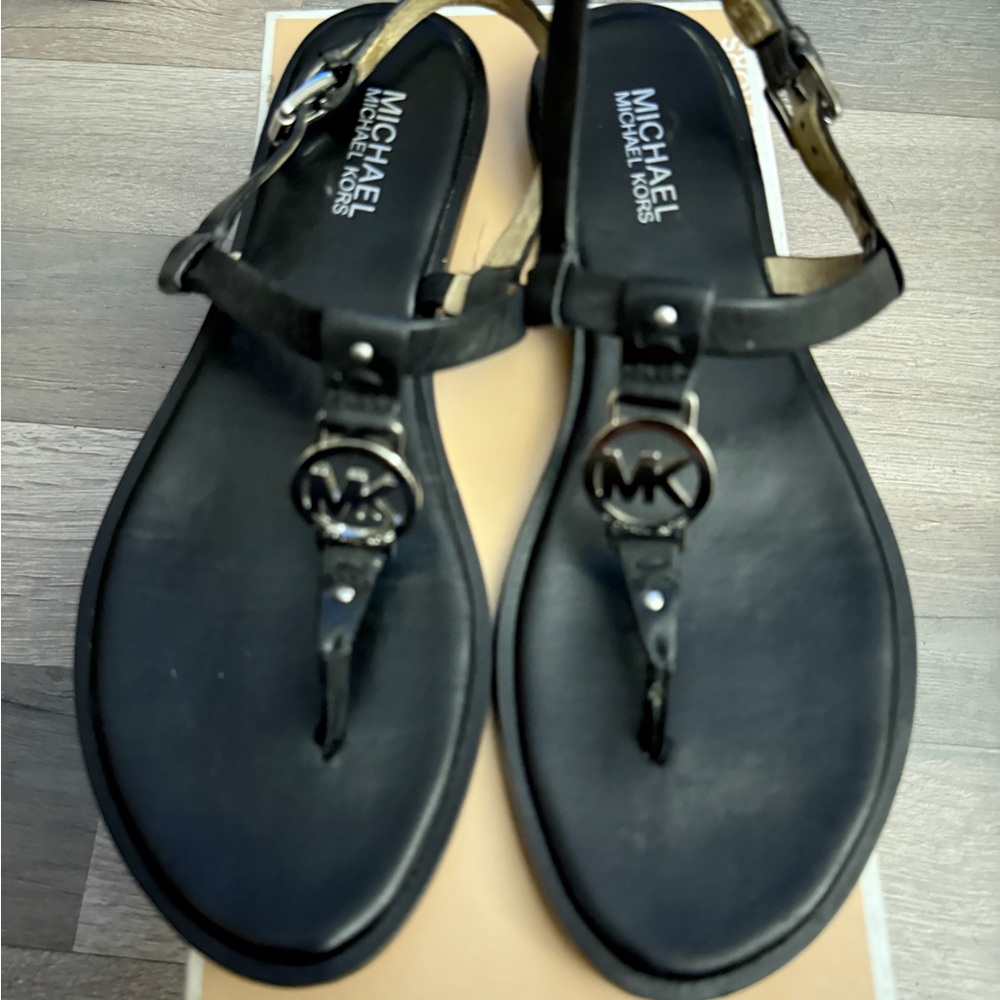 Michael Kors Black T-Strap Sandals